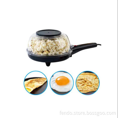 800W Hot Air Popcorn Maker with Lid - 2-in-1 Home Electronic Oilless Popcorn & Crepe Maker